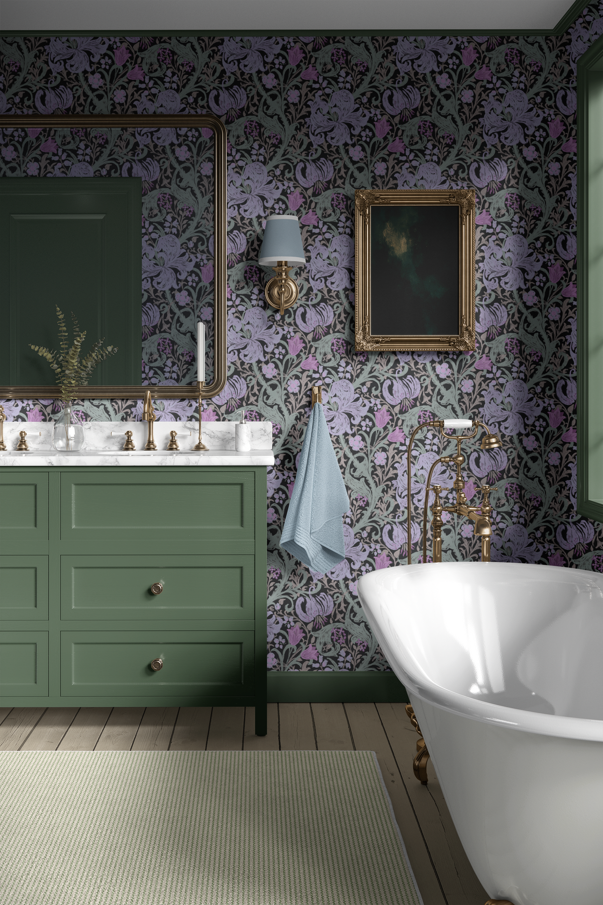 Modern Golden Lily - Purple/Green