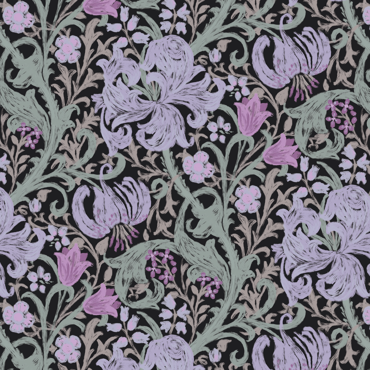 Modern Golden Lily - Purple/Green