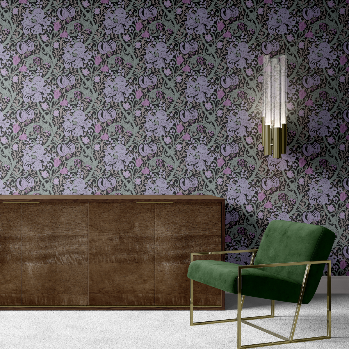 Modern Golden Lily - Purple/Green