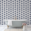 Folk Floral Wallpaper in Navy and White by Sabina Maria