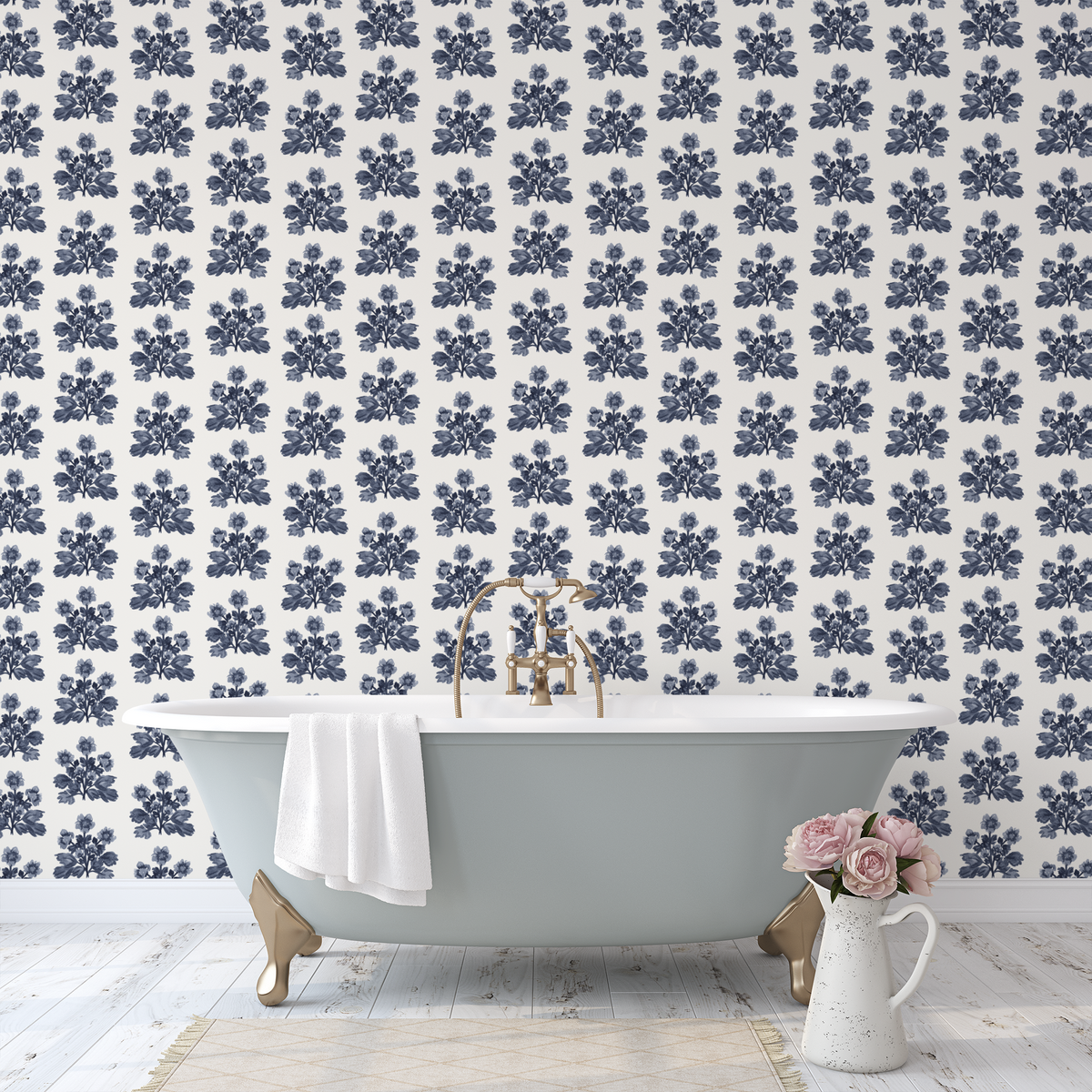 Folk Floral - Navy &amp; White
