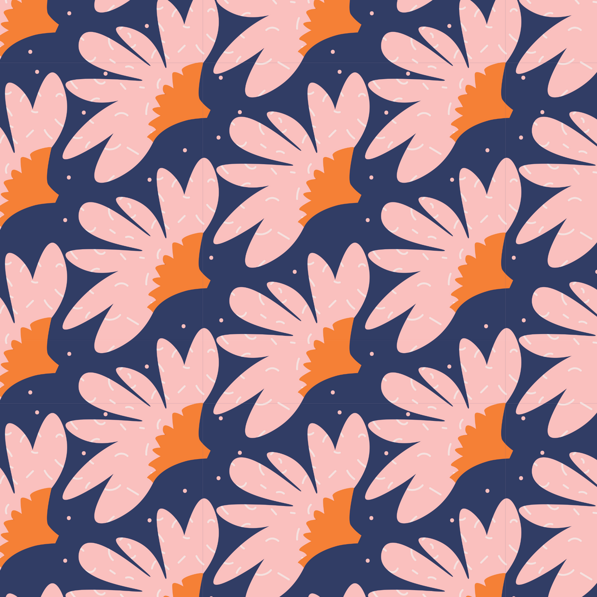 Floral Burst - Navy