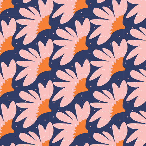 Floral Burst in Navy