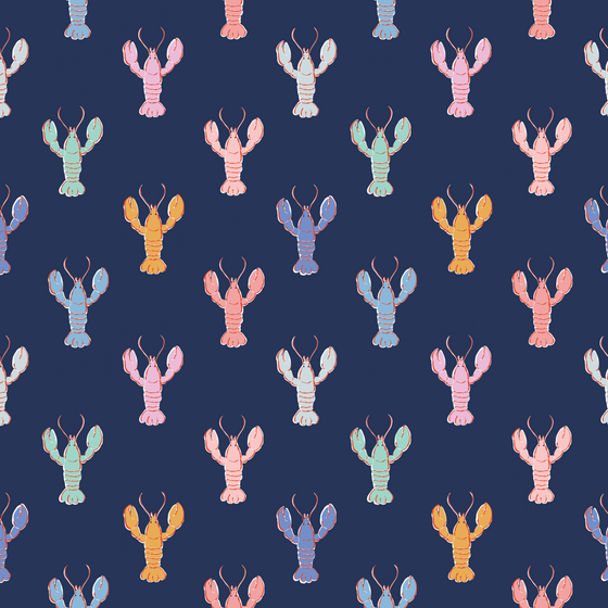 Lobster Fête Navy Wallpaper