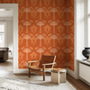 Tropical Huts Wallpaper in Orange by Jenna Hang