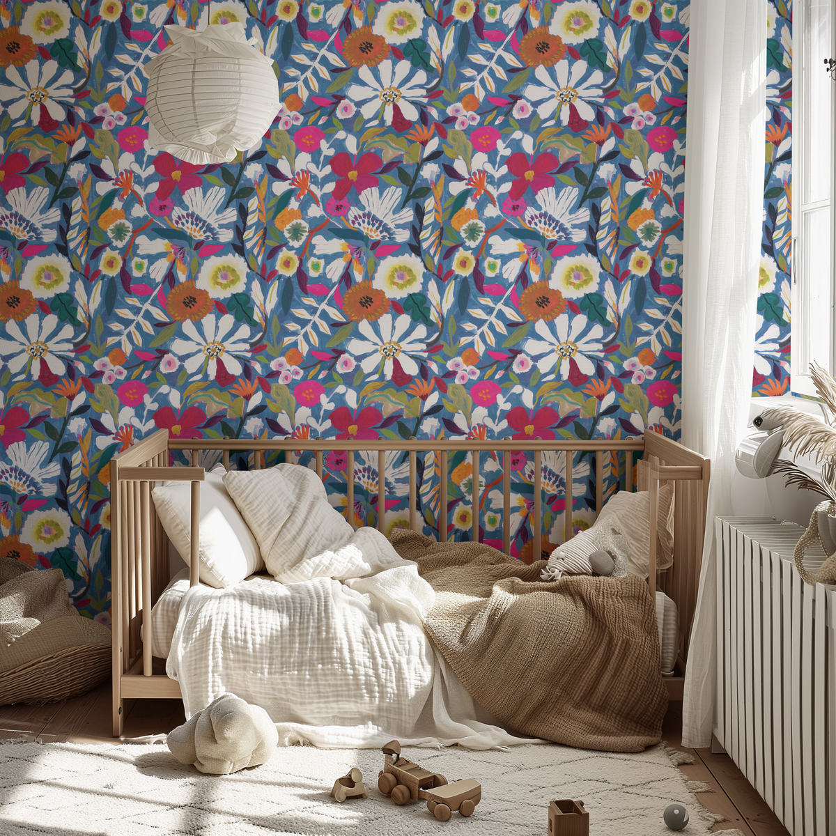 Painterly Floral Garden - Blue