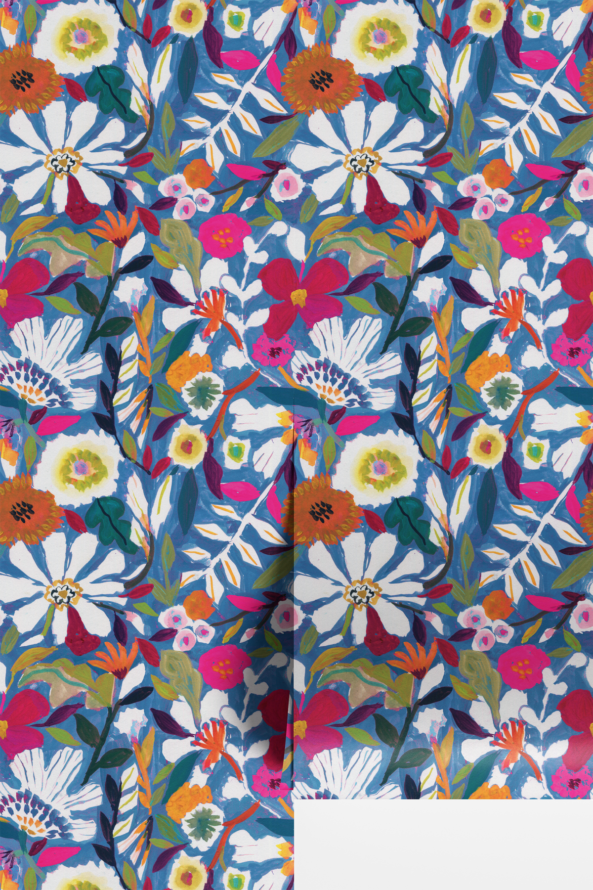 Painterly Floral Garden - Blue