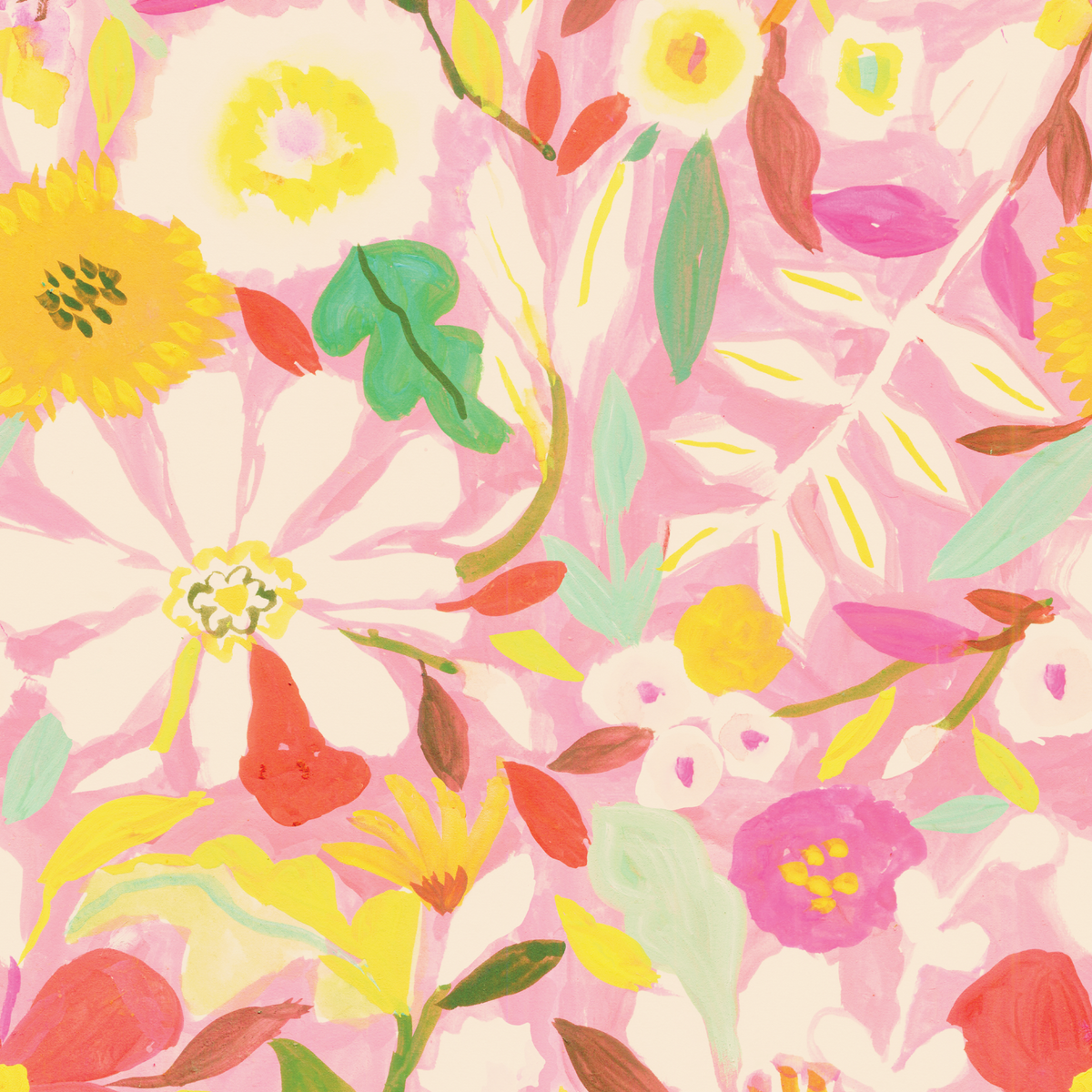 Painterly Floral Garden - Pink