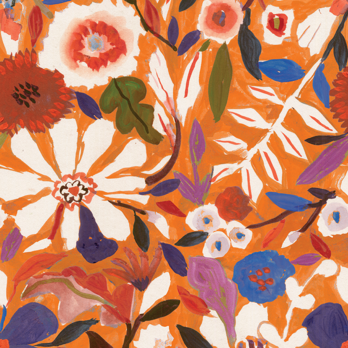 Painterly Floral Garden - Rust