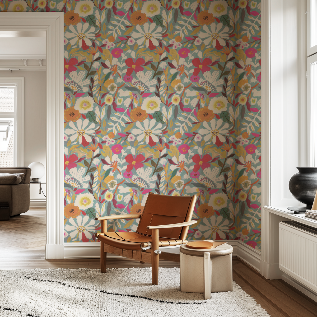 Painterly Floral Garden - Green