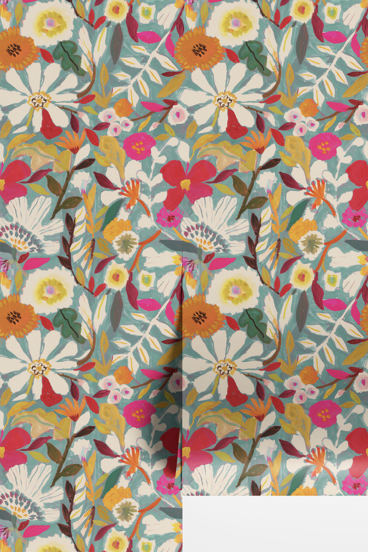 Painterly Floral Garden - Green