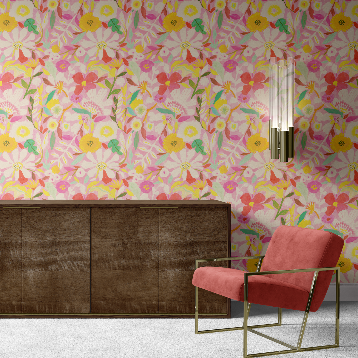 Painterly Floral Garden - Pink