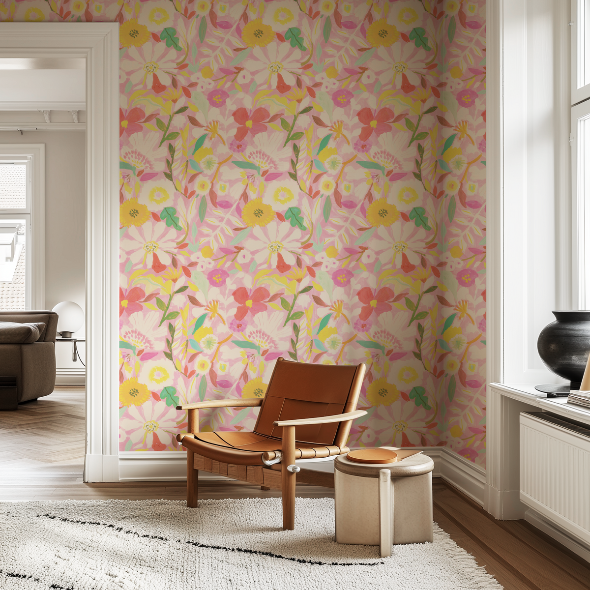 Painterly Floral Garden - Pink
