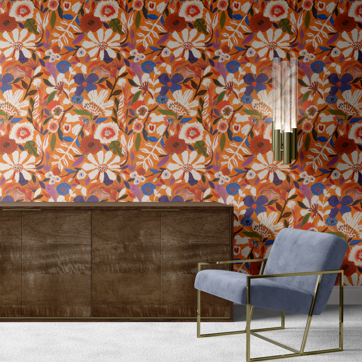Painterly Floral Garden - Rust