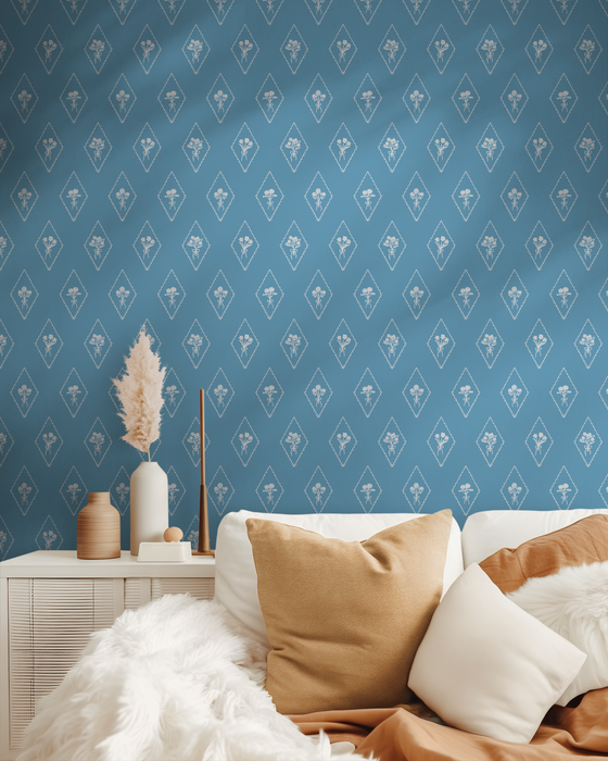 Pemberly Wallpaper in Blue X Kate Clay