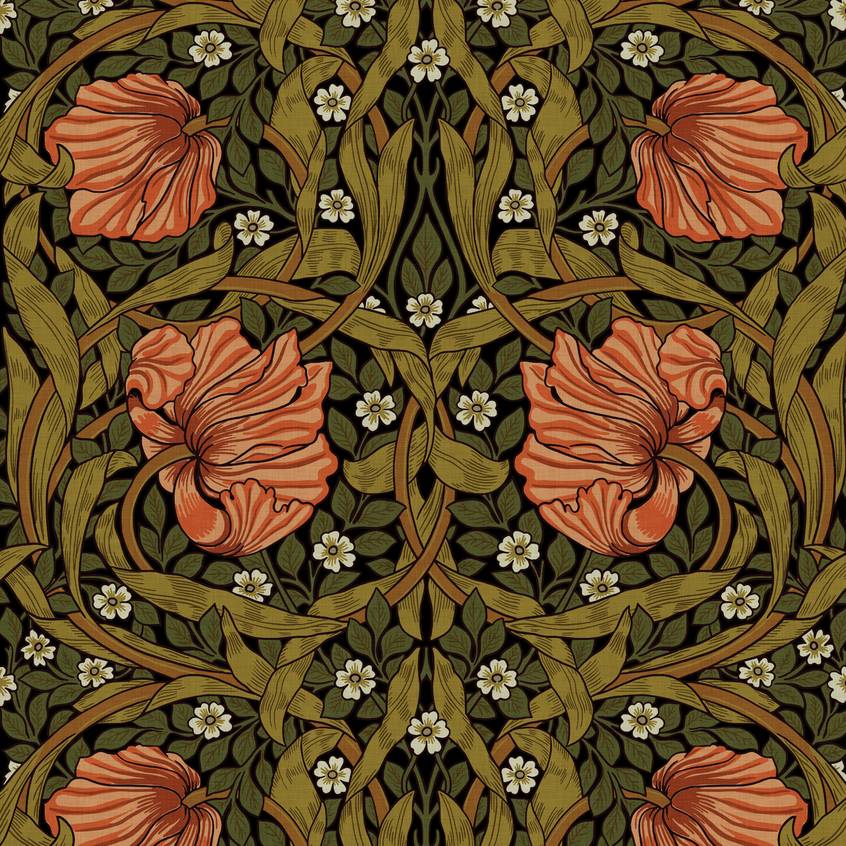 Pimpernel by William Morris - Peach and Sage