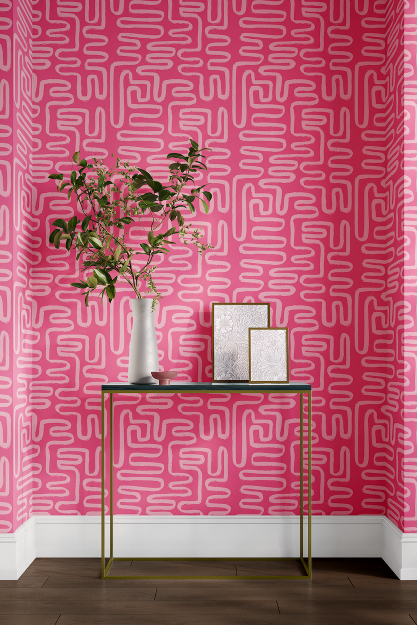 Custom Peel And Stick Wallpaper Funky Paper Co   Pink Entry Curve 06056350 5afd 4678 A0c9 F8d65940b0ee 1100x@2x 