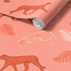 Cheetahs in the Wild Wallpaper in Pink by Jenna Hang