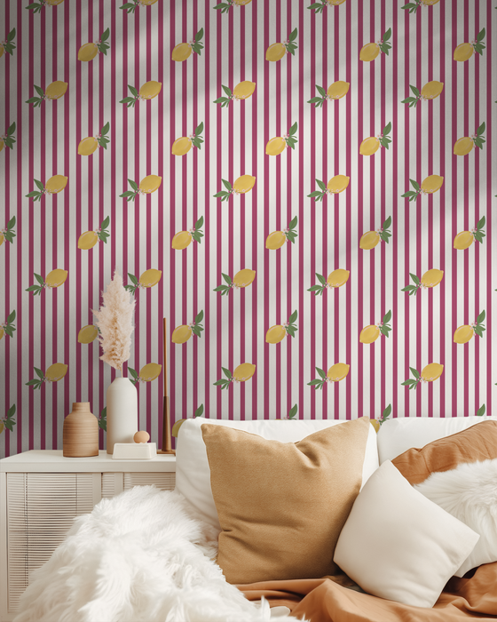 Zesty Stripe Wallpaper in Pink X Kate Clay