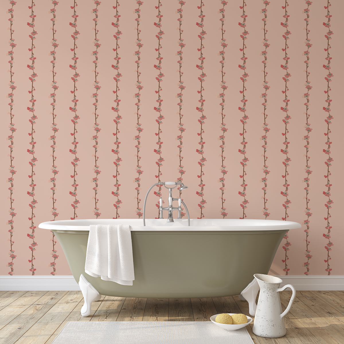 Floral Stripe - Pink