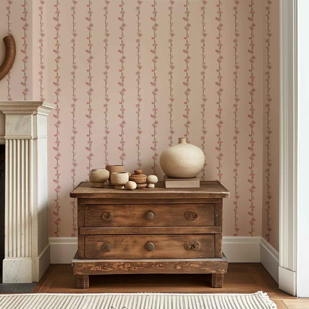 Floral Stripe - Pink