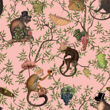  Playful Monkeys in Pink Wallpaper X Uta Naumann