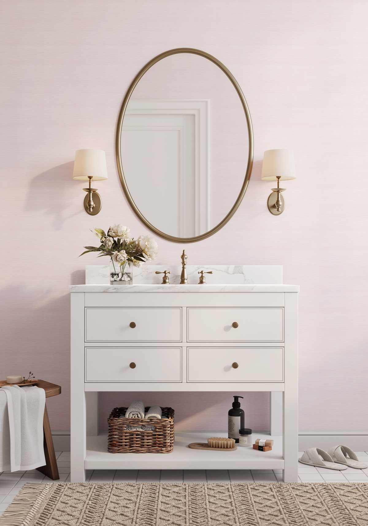 Faux Grasscloth #5 - Pink