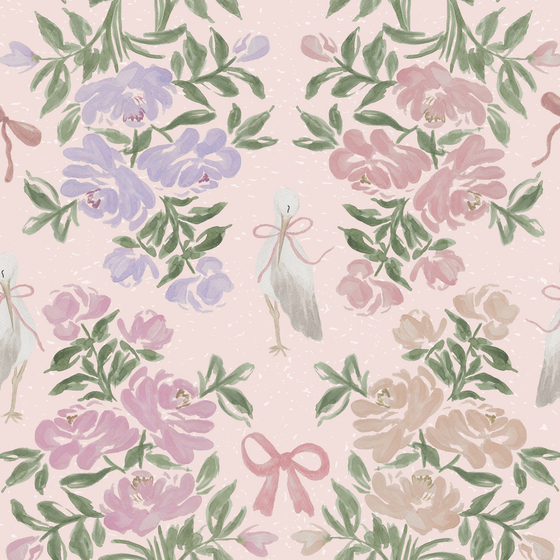 Penelope’s Garden Wallpaper in Pink by Sabina Maria