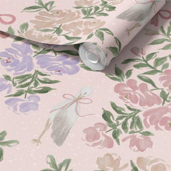 Penelope’s Garden Wallpaper in Pink by Sabina Maria