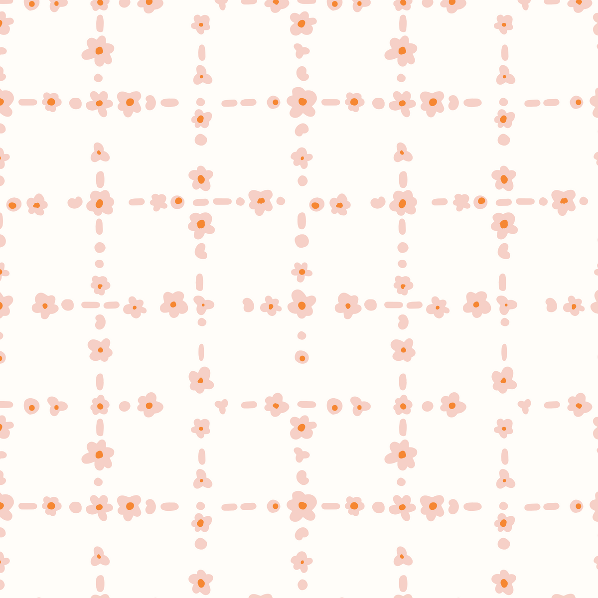 Abstract Ditsy Flower - White