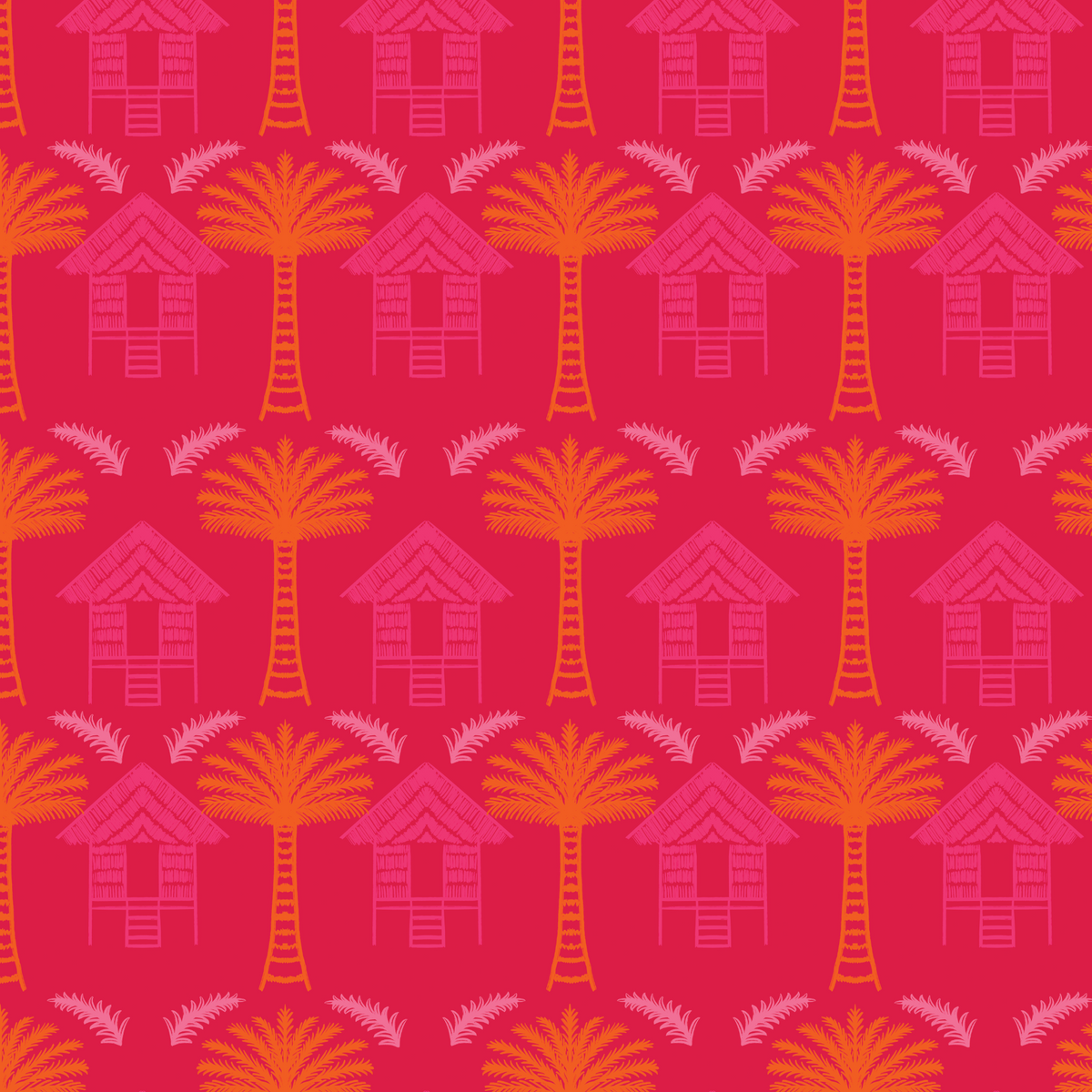 Tropical Huts - Pink