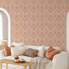 Peacock Damask Wallpaper in Pink X Quirky Paisley Design