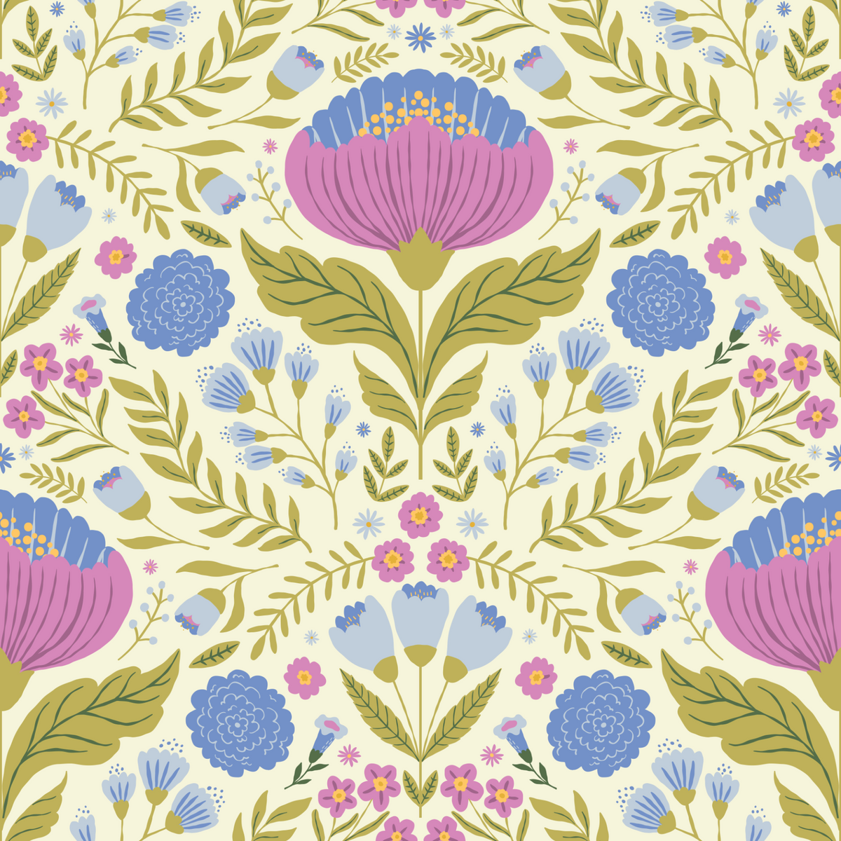 Poppies and Wildflowers - Purple and Blue