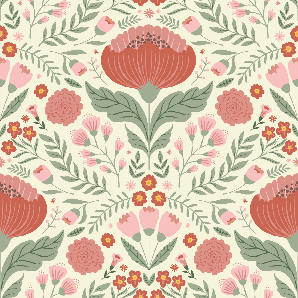 Poppies and Wildflowers - Red and Pink
