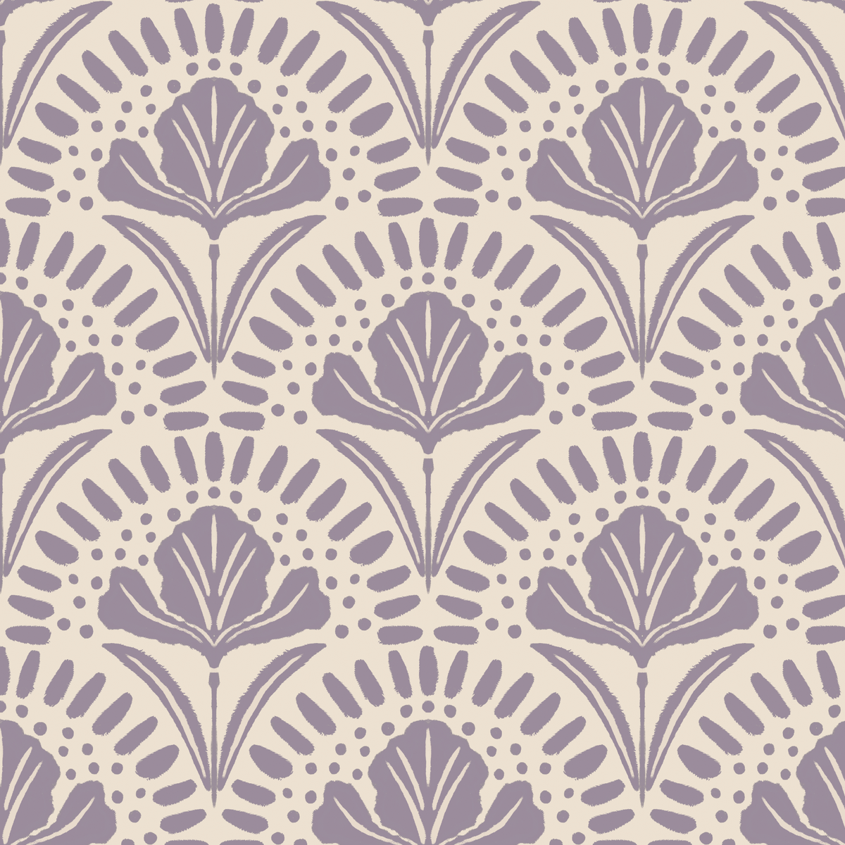 Iris Floral Scallop Block Print
