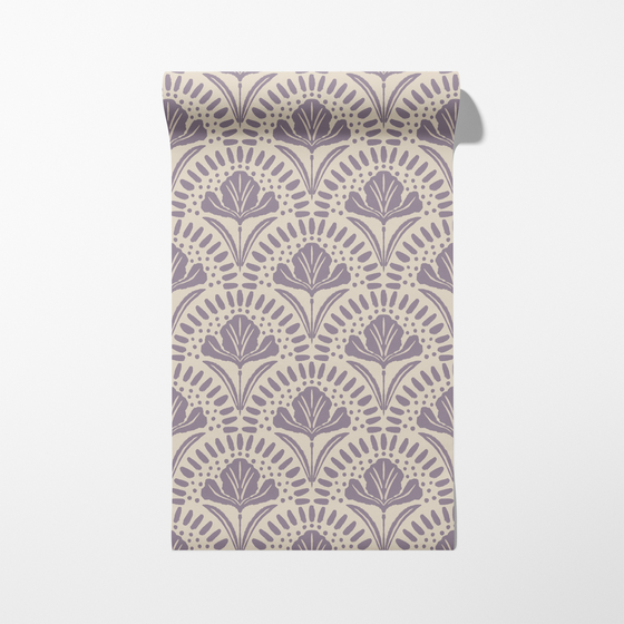 Iris Floral Scallop Block Print