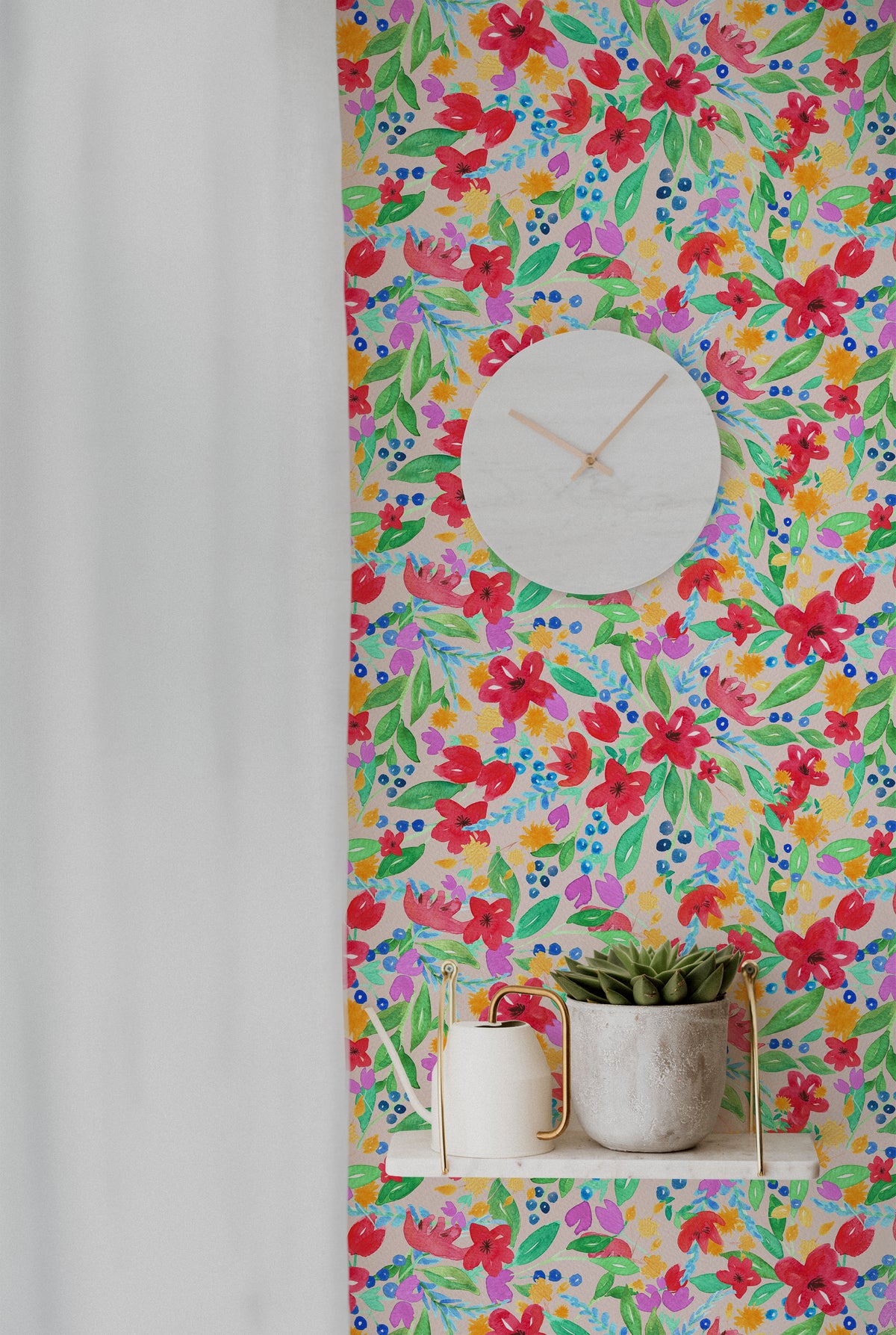 Watercolor Floral - Red