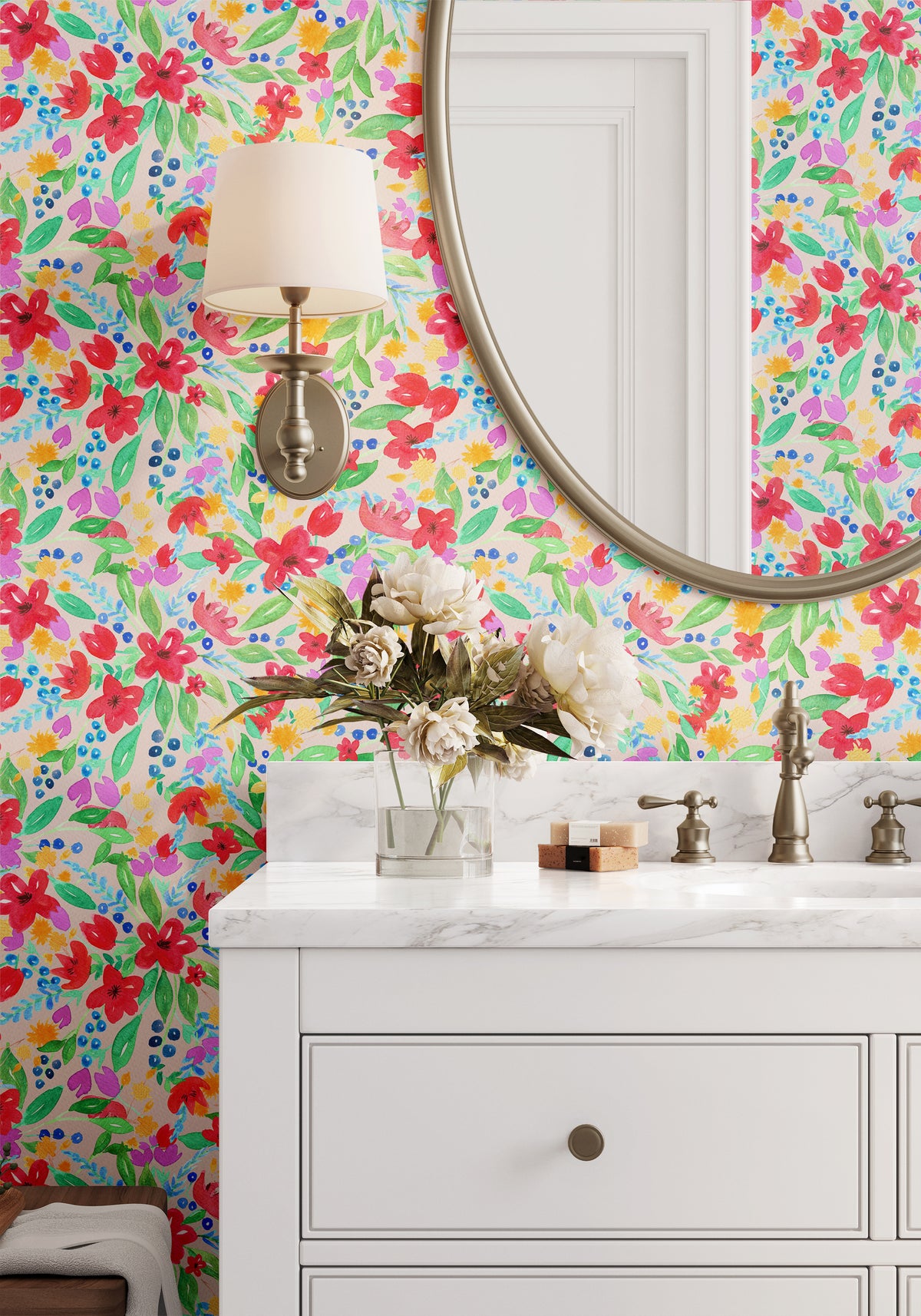 Watercolor Floral - Red