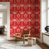 Tropical Huts Wallpaper in Red by Jenna Hang