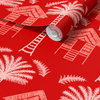 Tropical Huts Wallpaper in Red by Jenna Hang