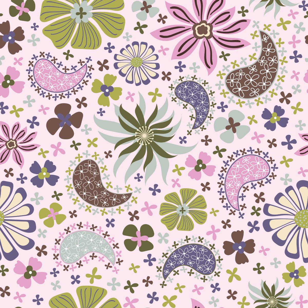 Retro Daisies - Olive