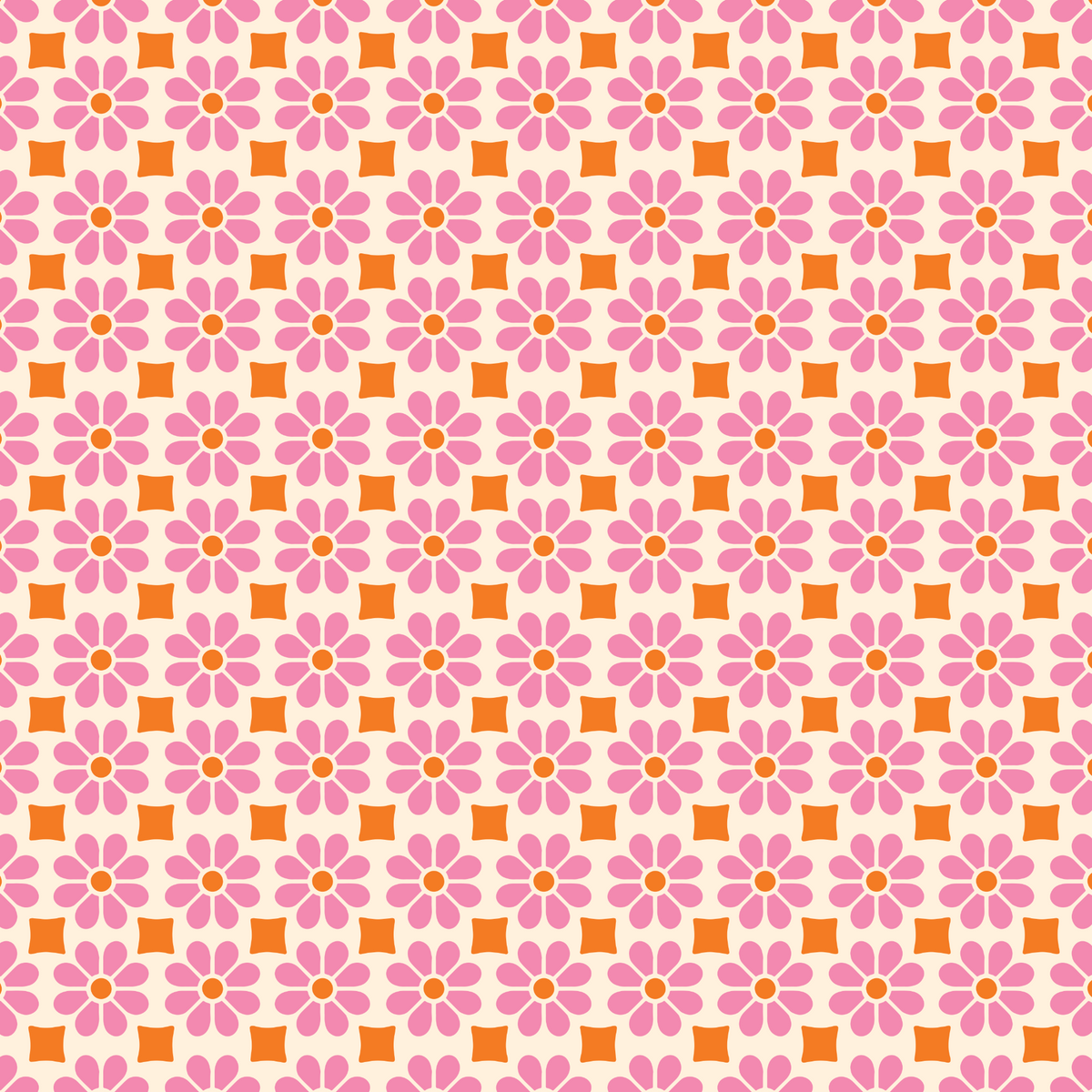 Retro Flowers - Orange