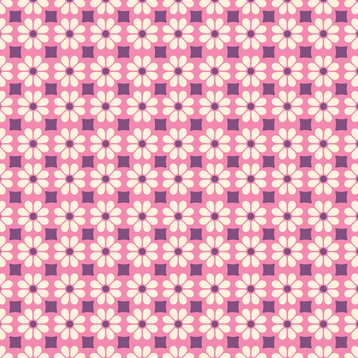 Retro Flowers - Purple