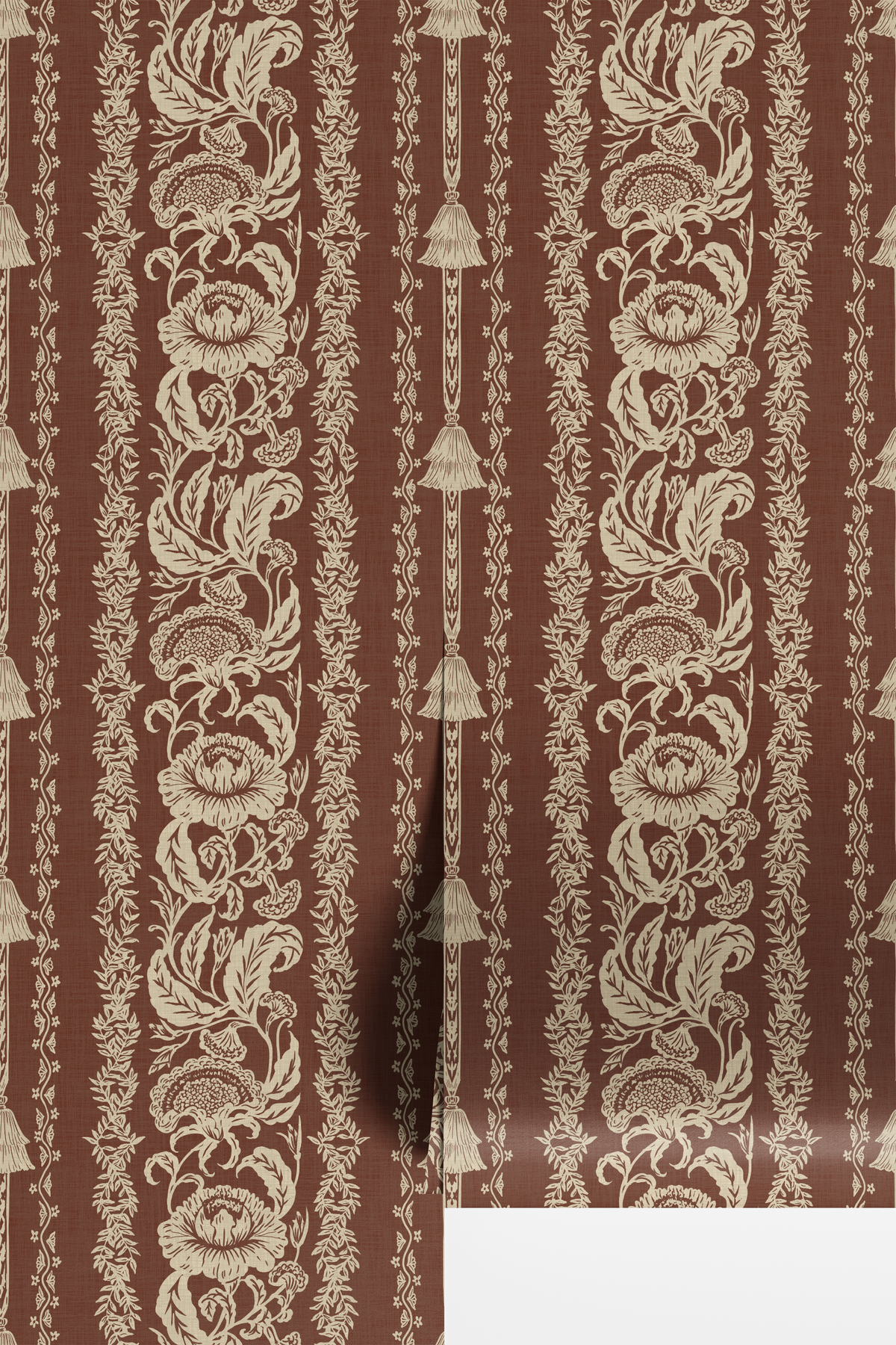 Oriental Floral Stripe - Rust