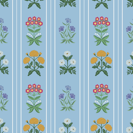 Rosemary Wallpaper in Blue X Kate Clay