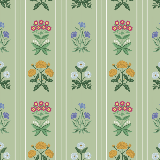 Rosemary Wallpaper in Green X Kate Clay