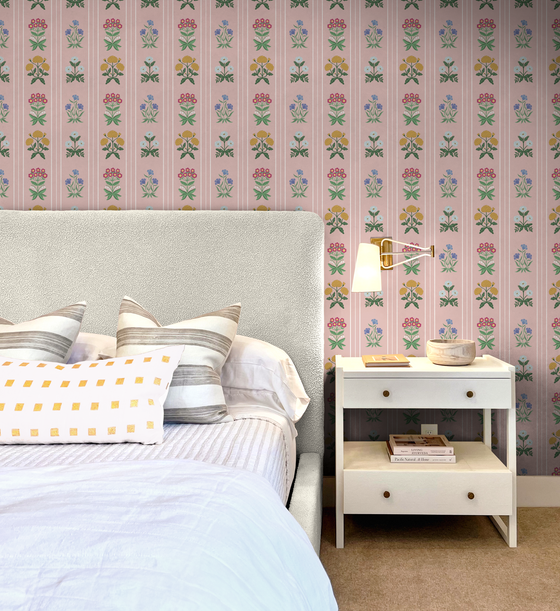 Rosemary Wallpaper in Blush X Kate Clay