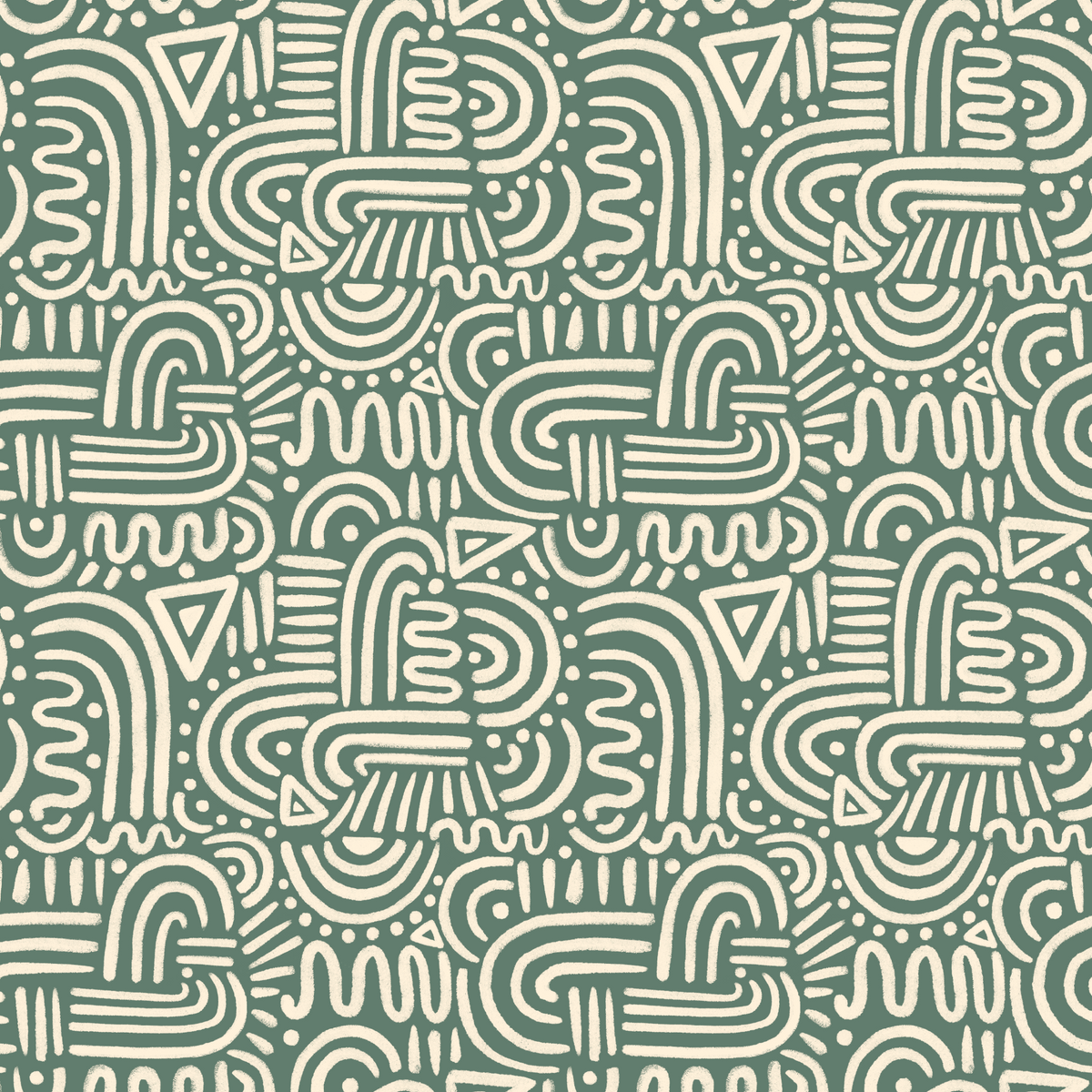 Southwest Boho Doodles - Sage Green