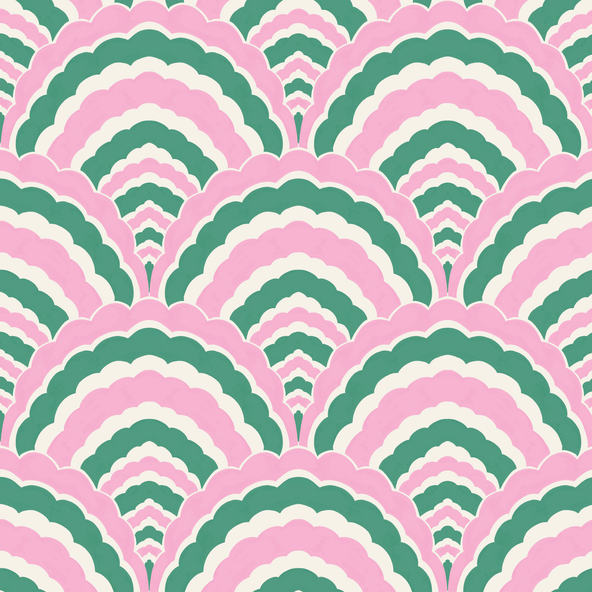 Ruffle Scallop - Green/Pink