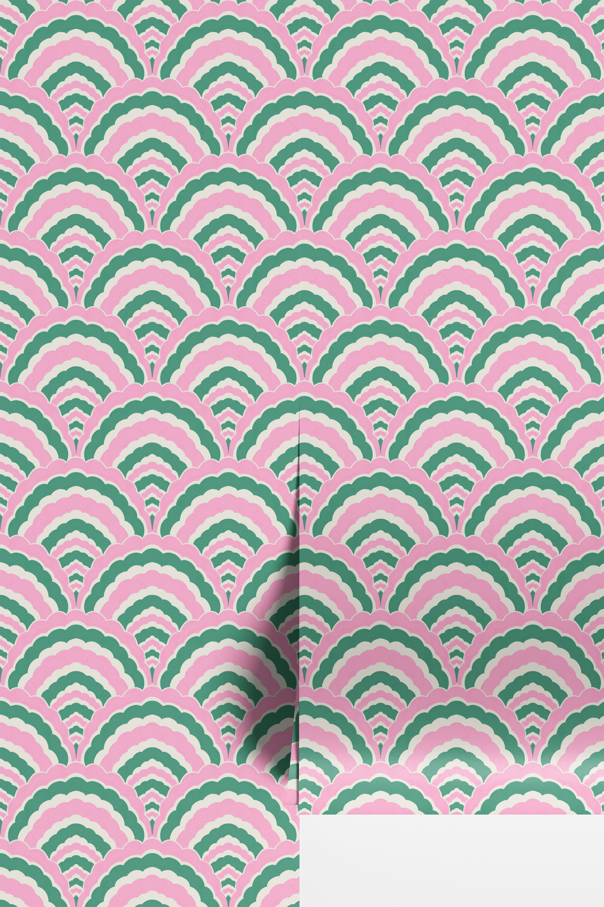 Ruffle Scallop - Green/Pink